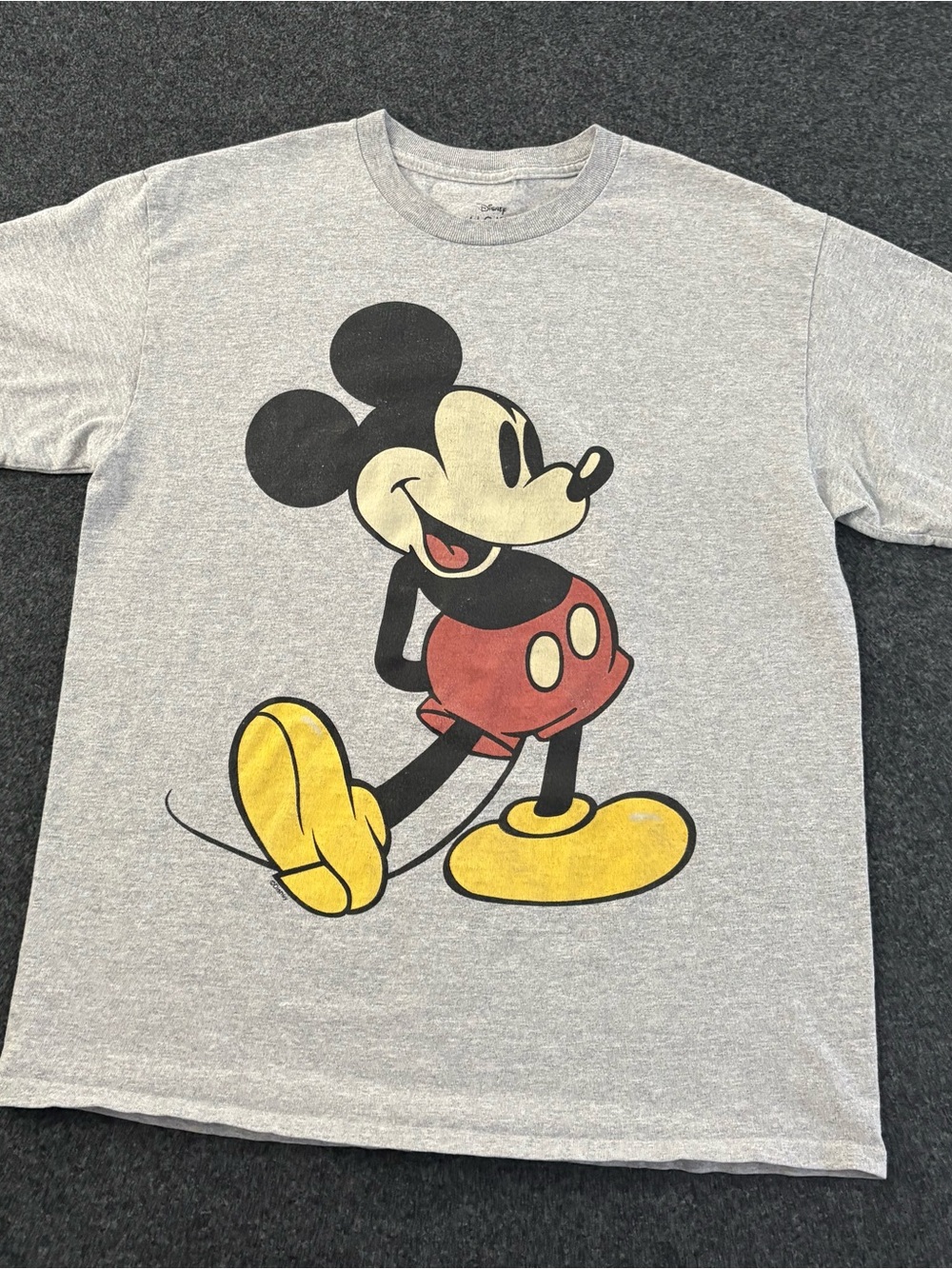 Disney Mickey Mouse Women’s M T Shirt Gray Graphic Tee Large Classic Retro 70’s